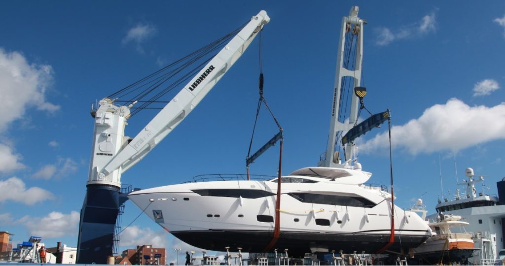 yacht being lifted